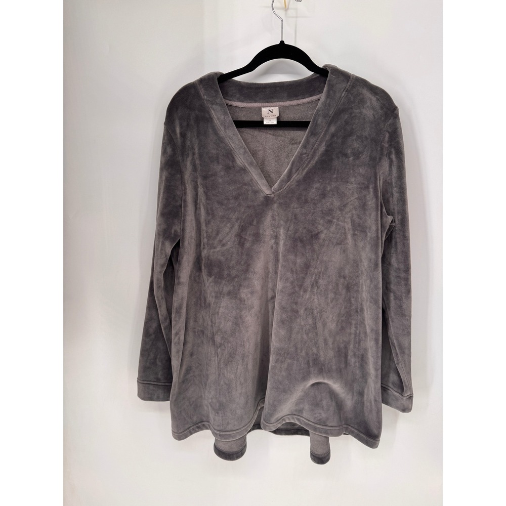 Natori Pajama Set Women XL Gray V-Neck Long Sleeve Drawstring Pants Lounge Set